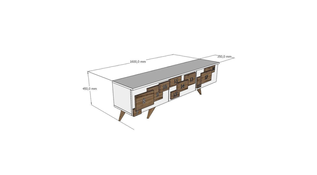 Comoda Tv Uc Boyut 3d Design cu 3 Compartimente, 160 X 45 X 35 Cm - Nuc antracit, SKU 875ZNA4581