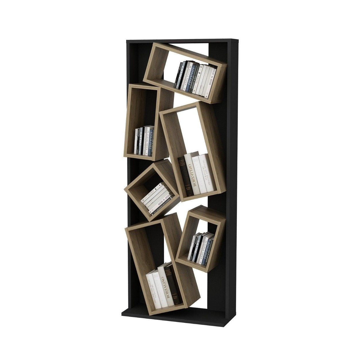 Biblioteca Razvan Design inception 6 compartimente, 63 X 154 X 24 Cm - Stejar negru, SKU 875ZNA4608
