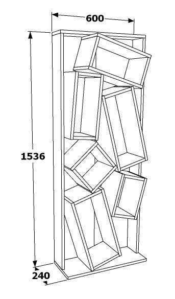 Biblioteca Razvan Design inception 6 compartimente, 63 X 154 X 24 Cm - Stejar negru, SKU 875ZNA4608