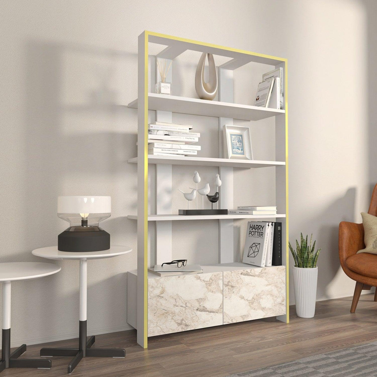 Biblioteca Elly cu 2 Usi si 5 Rafturi, 93 X 160 X 32 Cm - Alb, SKU 875ZNA4614