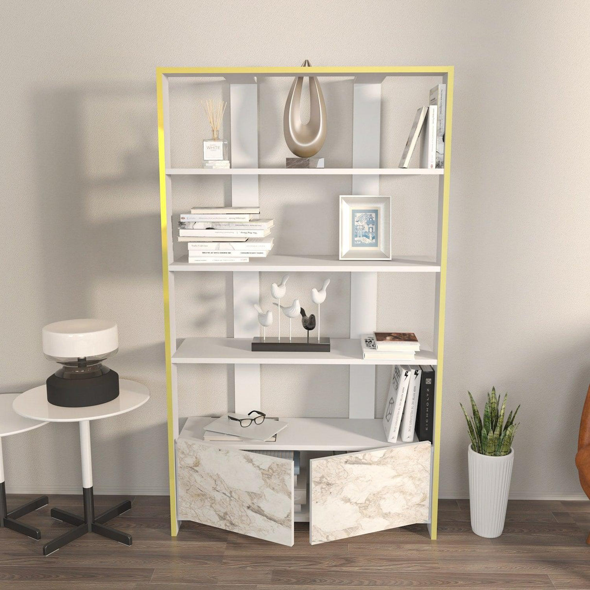 Biblioteca Elly cu 2 Usi si 5 Rafturi, 93 X 160 X 32 Cm - Alb, SKU 875ZNA4614