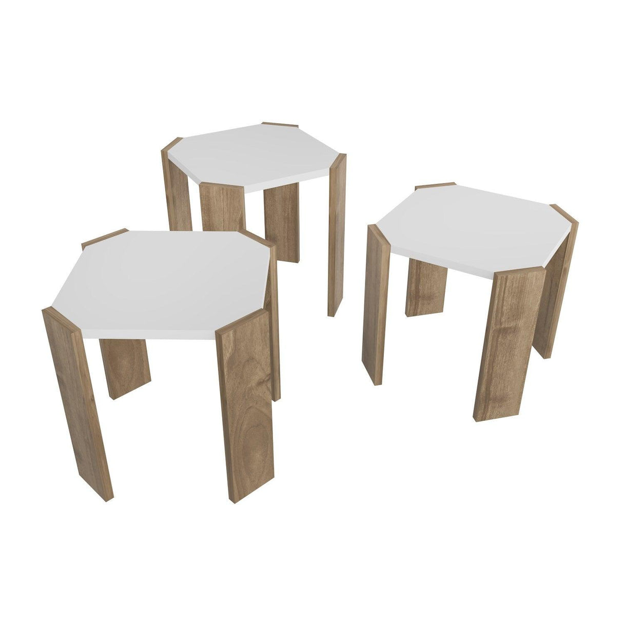 Set Masuta De Cafea Soril 3 Bucati, 45 X 41 X 45 Cm - Nuc Alb, SKU 875ZNA4627