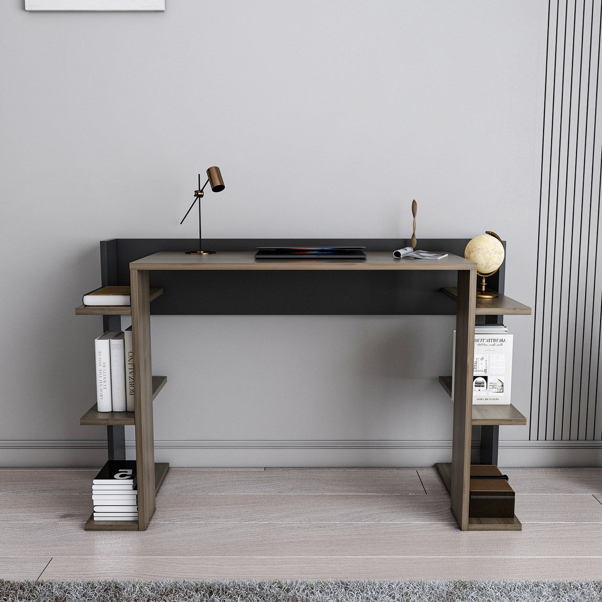 Birou Çinar, Diverse culori, 123x45x77 cm - Nuc - Negru | SKU: 875ZNA4632 | Birou Çinar, 123x45x77 cm, varianta Nuc - Negru, produs pentru amenajarea locuinței, disponibil online în România la CasaMob