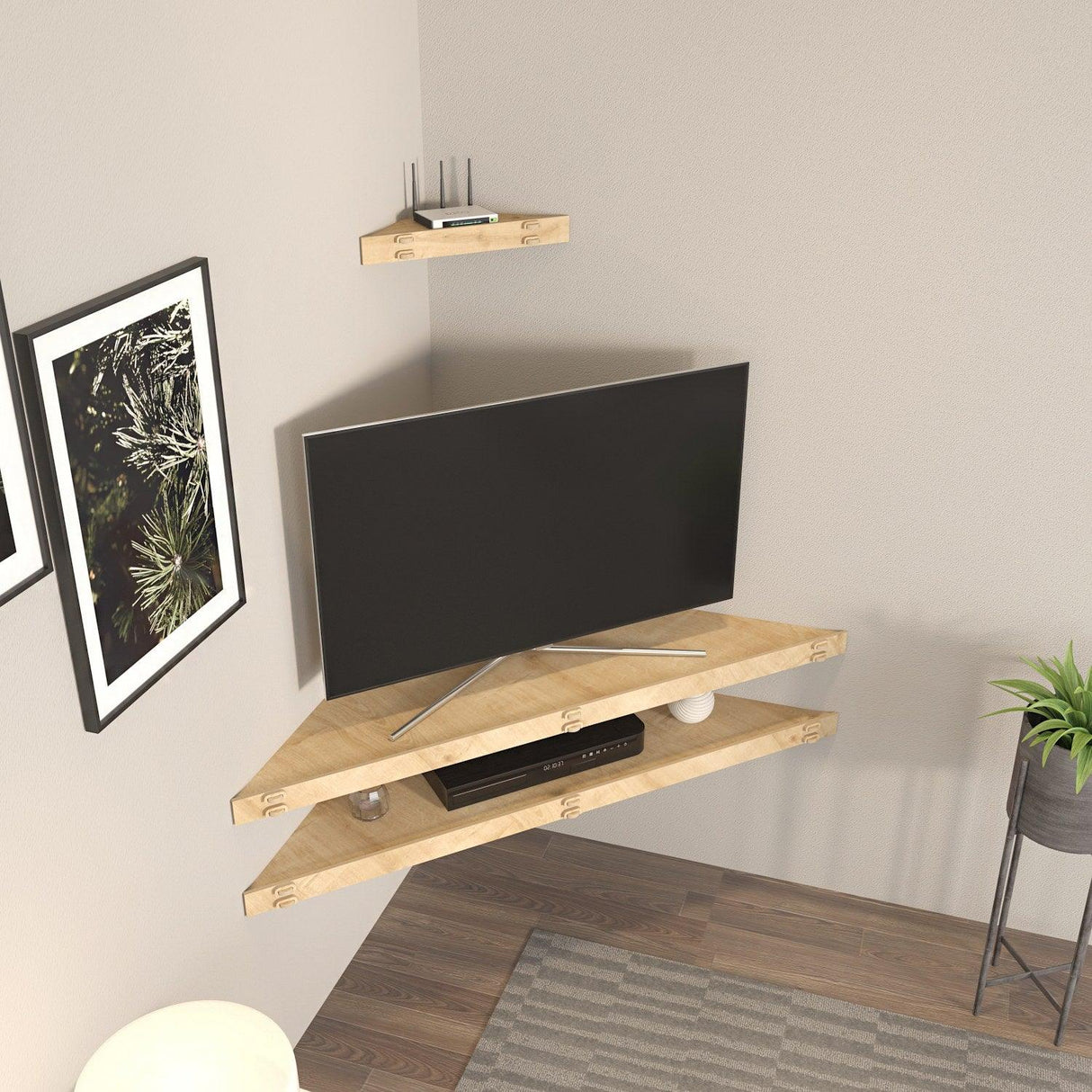 Comoda Tv Colt Massi, Stejar, 120 X 5 X 49 Cm
