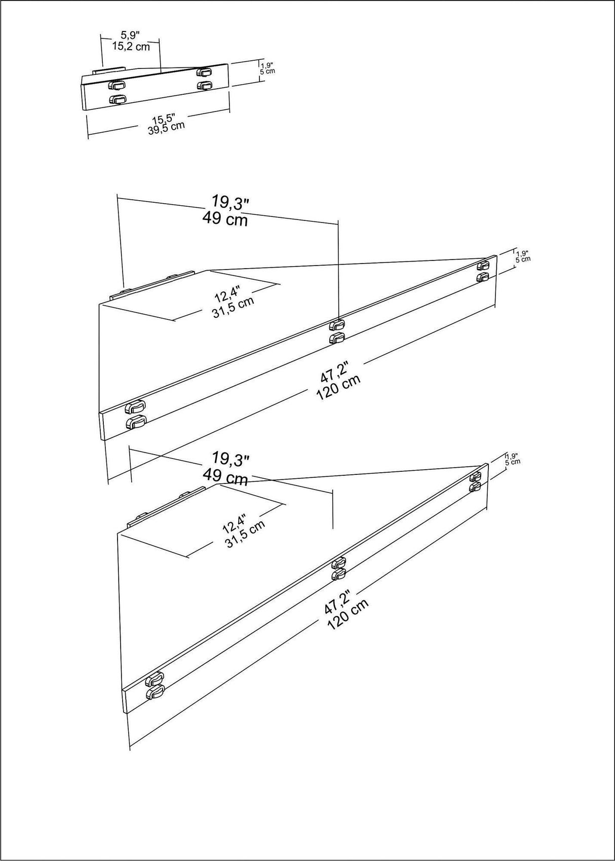 Comoda Tv Colt Massi, Stejar, 120 X 5 X 49 Cm