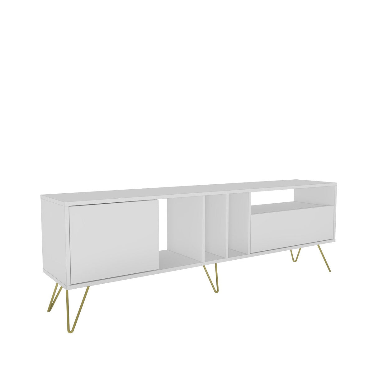 Comodă TV Mistico (180), Diverse culori, 180x36x59 cm - Alb - Auriu | SKU: 875ZNA5308 | Comodă TV Mistico (180), 180x36x59 cm, varianta Alb - Auriu, produs pentru amenajarea locuinței, disponibil online în România la CasaMob