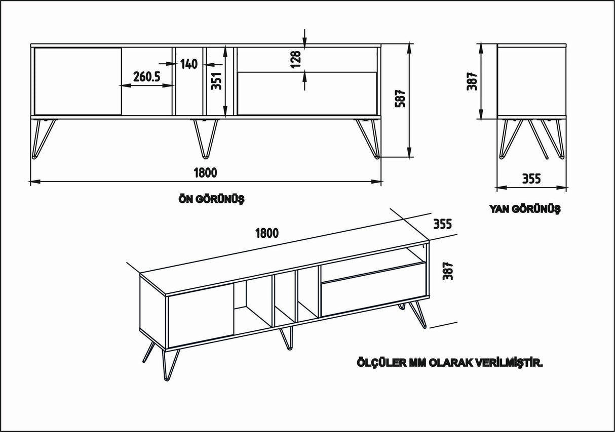 Comodă TV Mistico (180), Diverse culori, 180x36x59 cm - Alb - Auriu | SKU: 875ZNA5308 | Comodă TV Mistico (180), 180x36x59 cm, varianta Alb - Auriu, produs pentru amenajarea locuinței, disponibil online în România la CasaMob