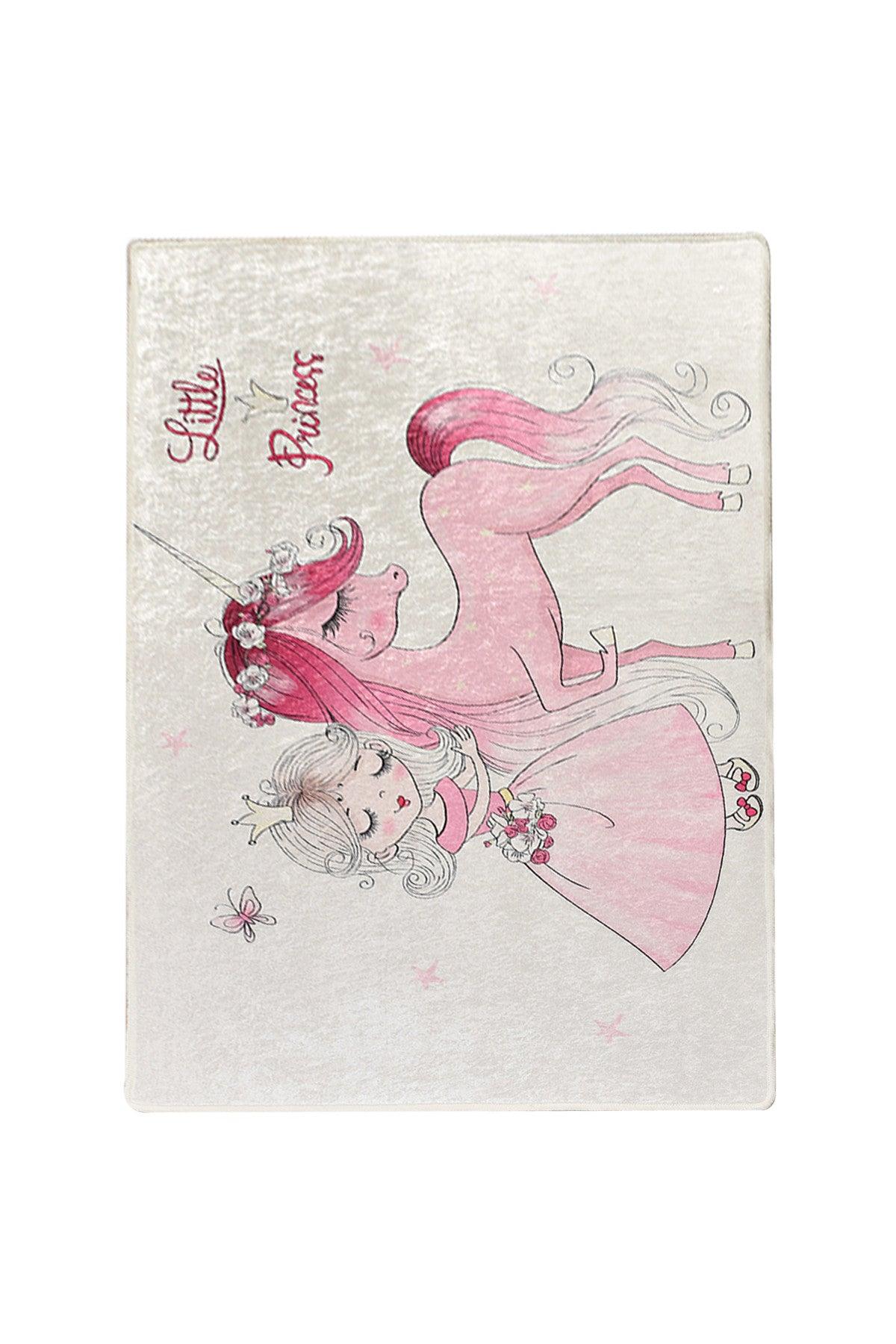 Covor de Copii Little Princess, Roz - Alb, 100x160 cm