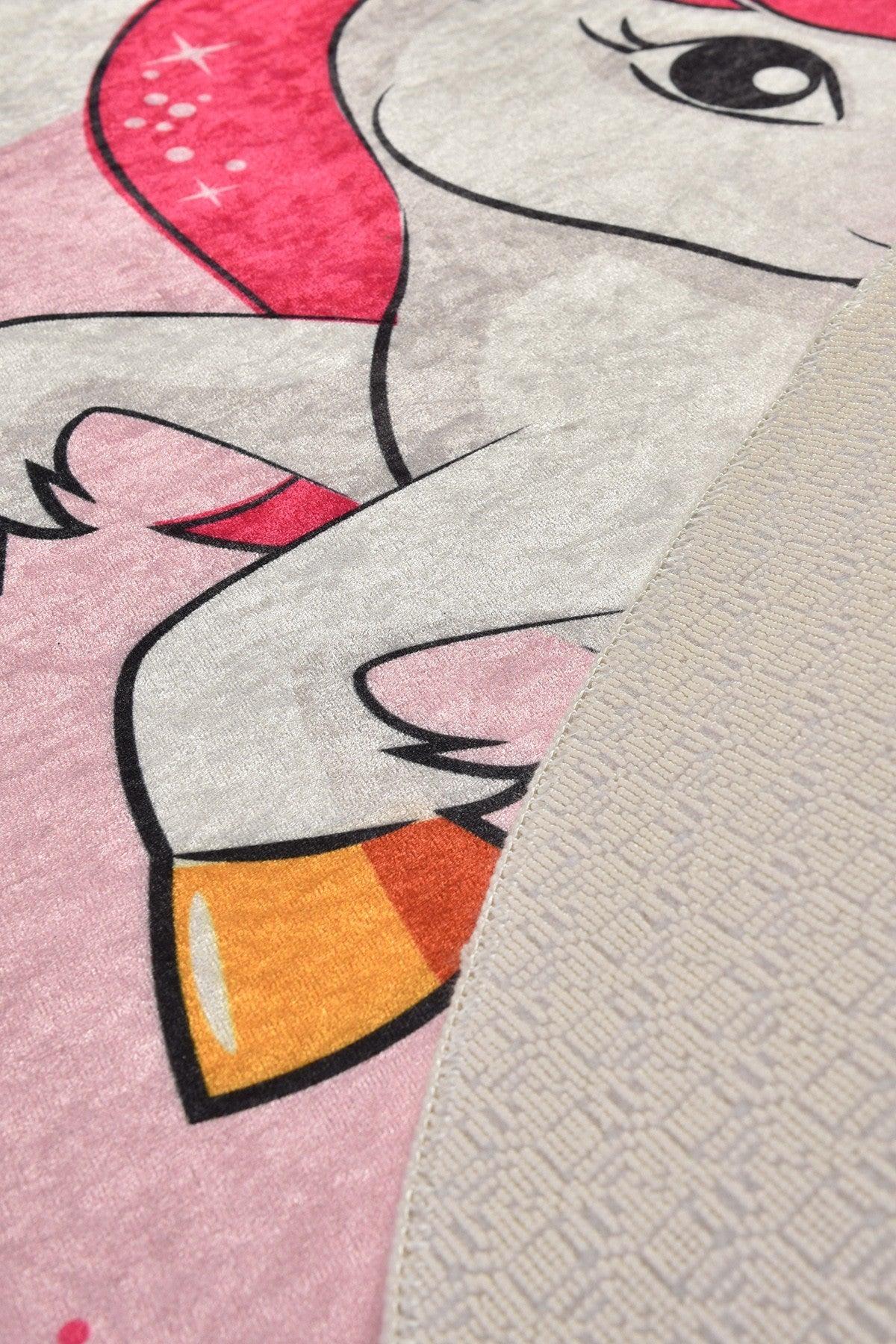 Covor de Copii Rotund Poni, Roz, 140x140 cm