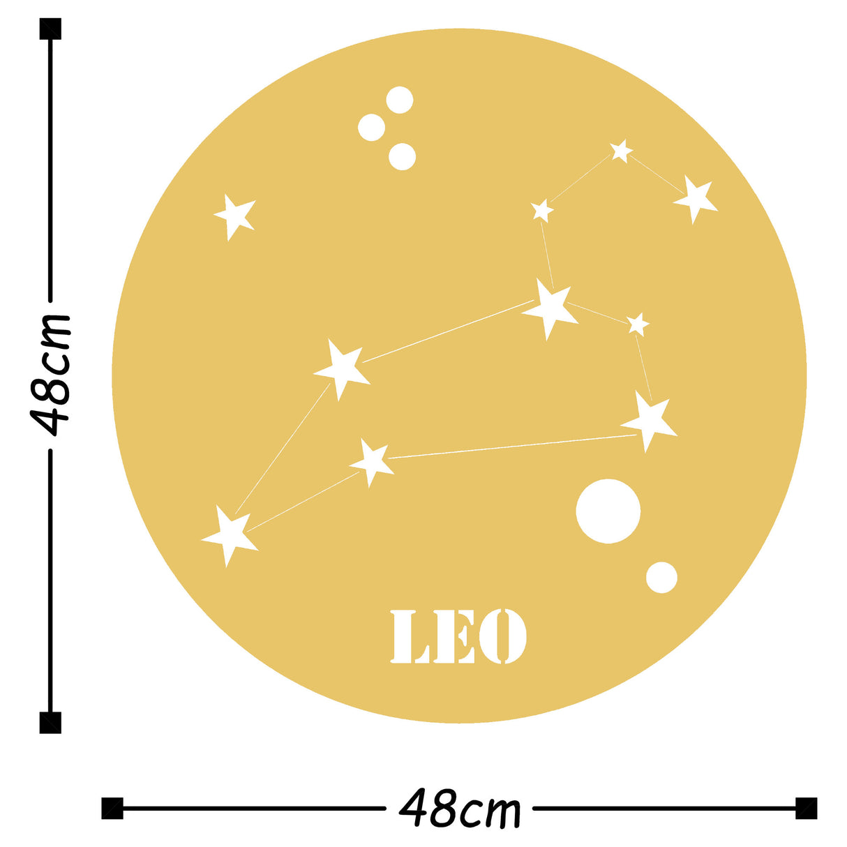 Decorațiune de perete din metal Leo Horoscope, Auriu, 48x48x0 cm