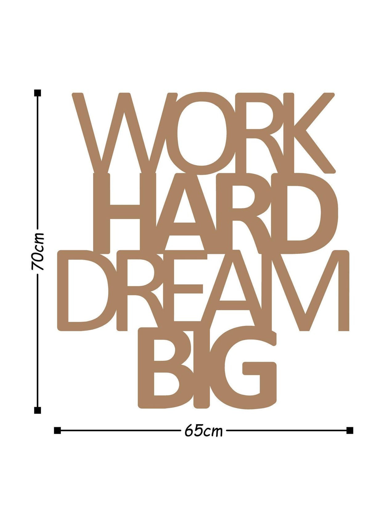 Decoratiune de perete Metal Work Hard Dream Big, 70x1x65 cm - Cupru, SKU 891TNL1105