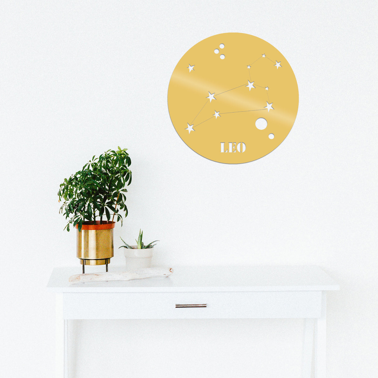 Decorațiune de perete din metal Leo Horoscope, Auriu, 48x48x0 cm
