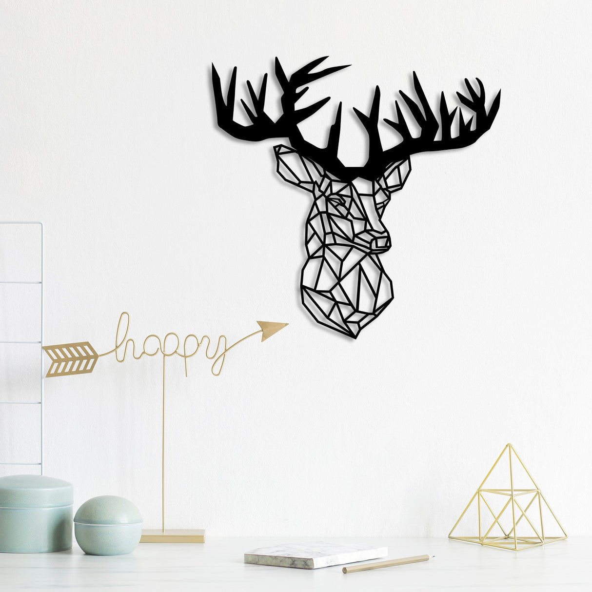 Decorațiune de perete din metal Deer3, Diverse culori, 50x49x0 cm - Negru | SKU: 891TNL1576 | Decorațiune de perete din metal Deer3, 50x49x0 cm, varianta Negru, produs pentru amenajarea locuinței, disponibil online în România la CasaMob
