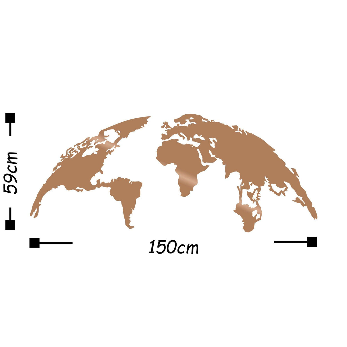 Decoratiune de perete Metal World Map Large2, Cupru, 59x1x150 cm - Cupru, SKU 891TNL1616