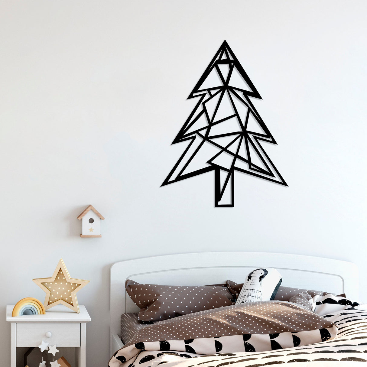 Decorațiune de perete din metal Pine Tree, Negru, 46x60x0 cm