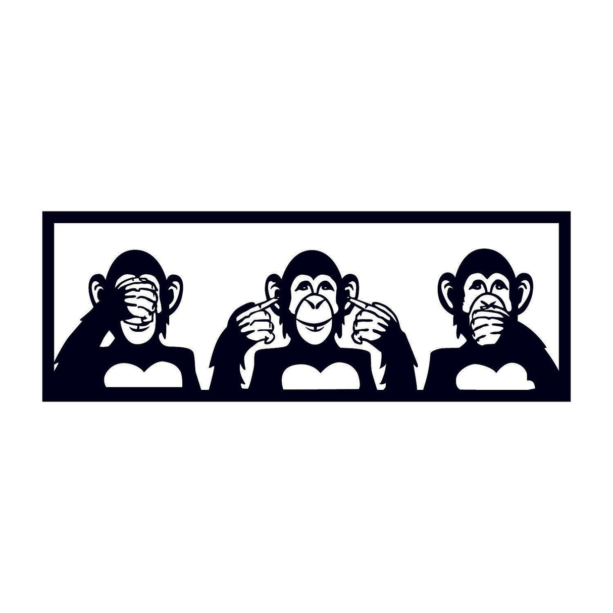 Decoratiune de perete Metal Three Monkeys - M, Negru, 25x1x70 cm