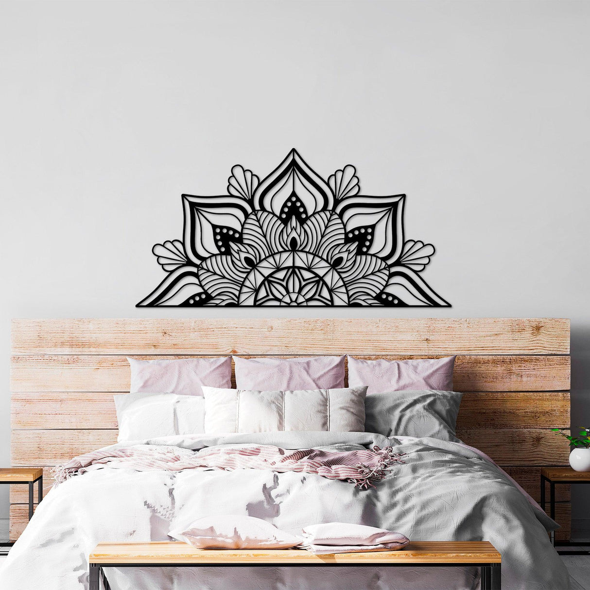 Decoratiune de perete Metal Mandala 1, Negru, 78x1x154 cm - Negru, SKU 891TNL1879