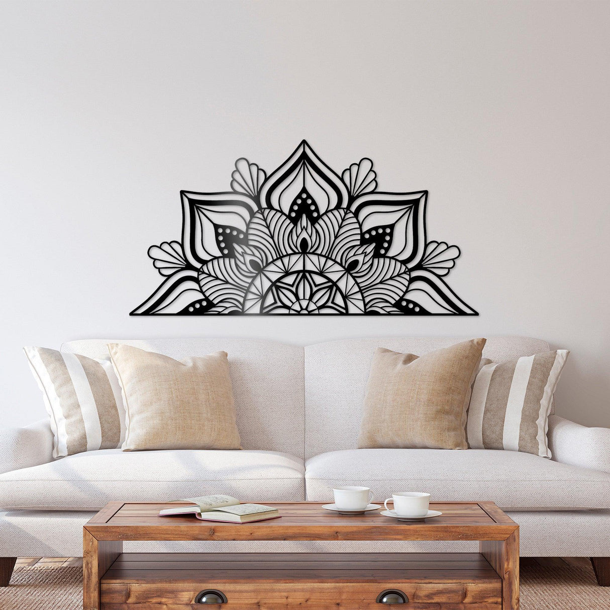 Decoratiune de perete Metal Mandala 1, Negru, 78x1x154 cm - Negru, SKU 891TNL1879