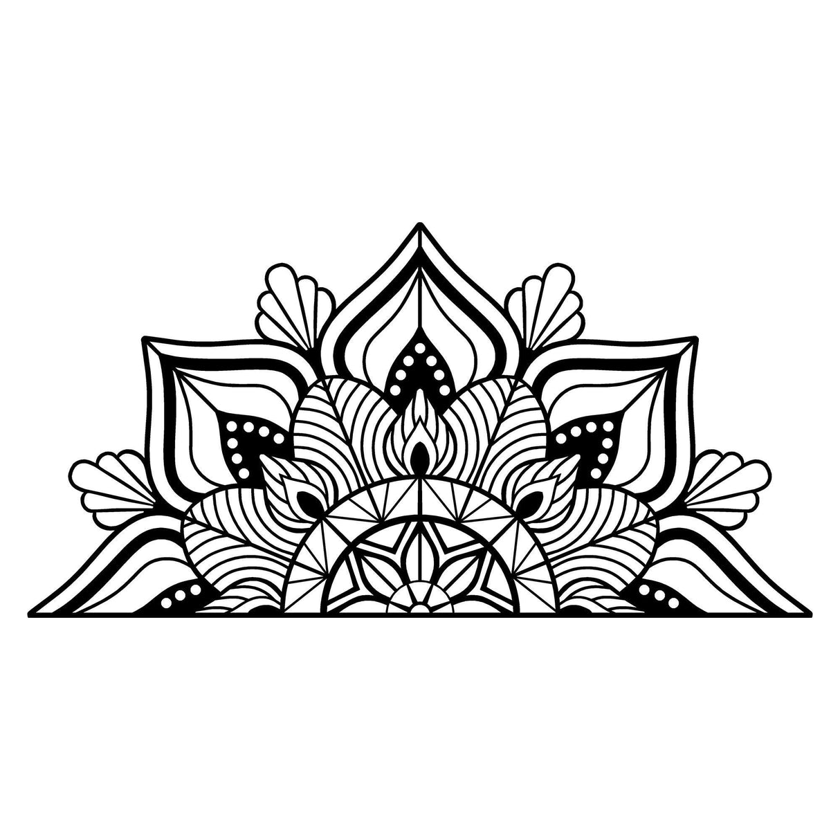 Decoratiune de perete Metal Mandala 1, Negru, 78x1x154 cm - Negru, SKU 891TNL1879