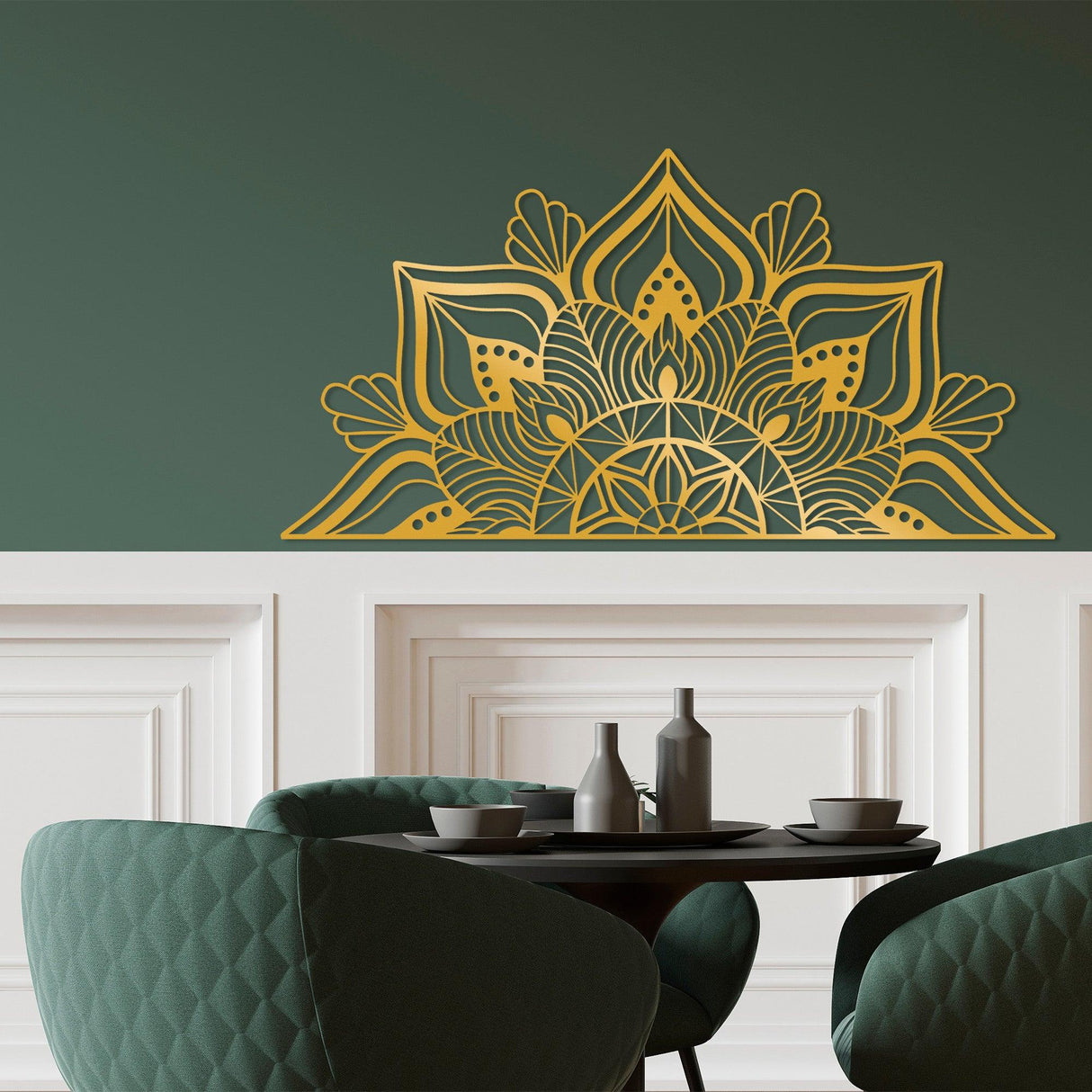 Decoratiune de perete Metal Mandala 1, Negru, 78x1x154 cm - Auriu, SKU 891TNL1879