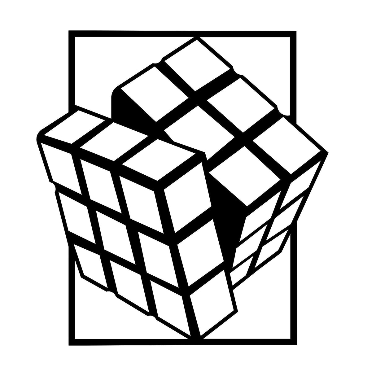 Decoratiune de perete Metal Rubik's Cube, Negru, 69x1x64 cm