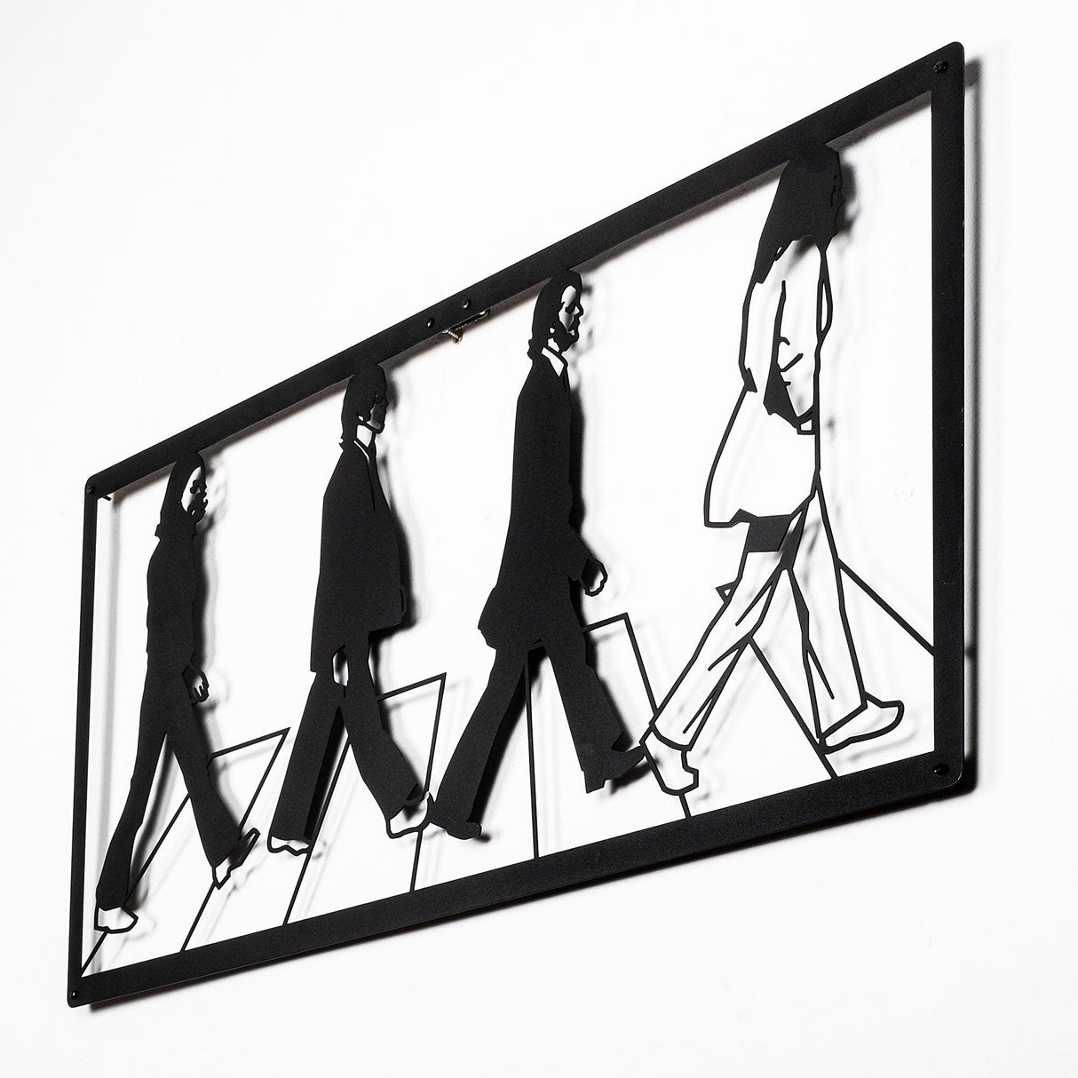 Decoratiune de perete Metal The Beatles, Negru, 39x1x80 cm