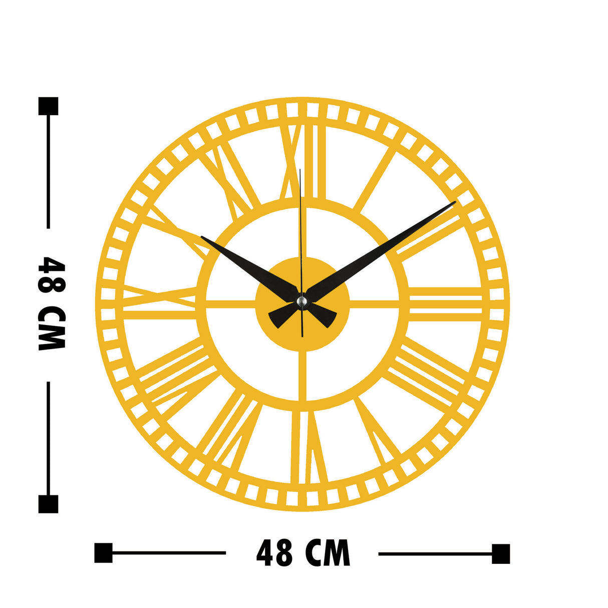Ceas de perete Metal Wall Clock 10, Auriu, 48x48x0 cm