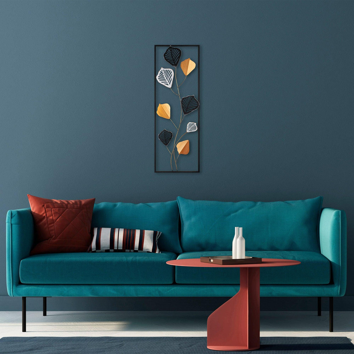 Decoratiune de perete Metal Crabtree, Multicolor, 90x1x32 cm