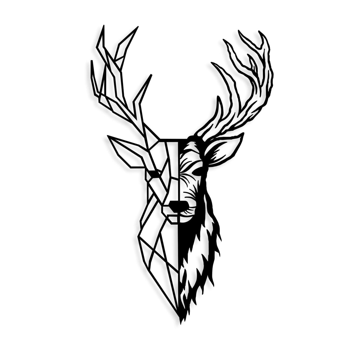 Accesoriu metal decorativ de perete Red Deer 2, Negru, 42x70x0.15 cm