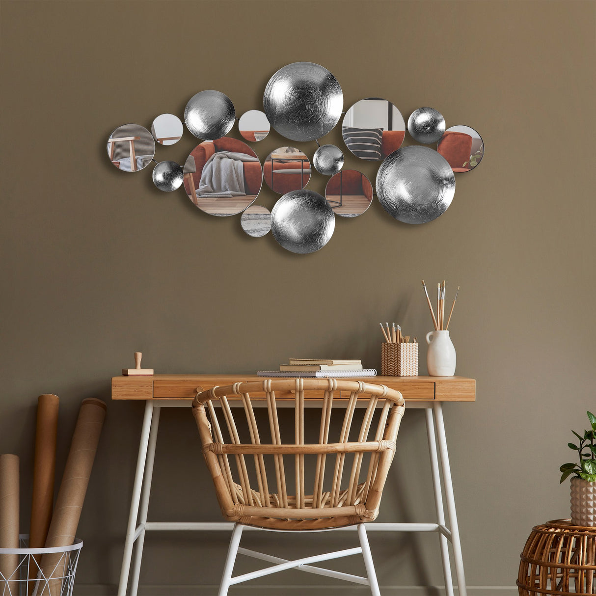 Decorațiune de perete din metal Infinity - 3, Multicolor, 116x4x60 cm