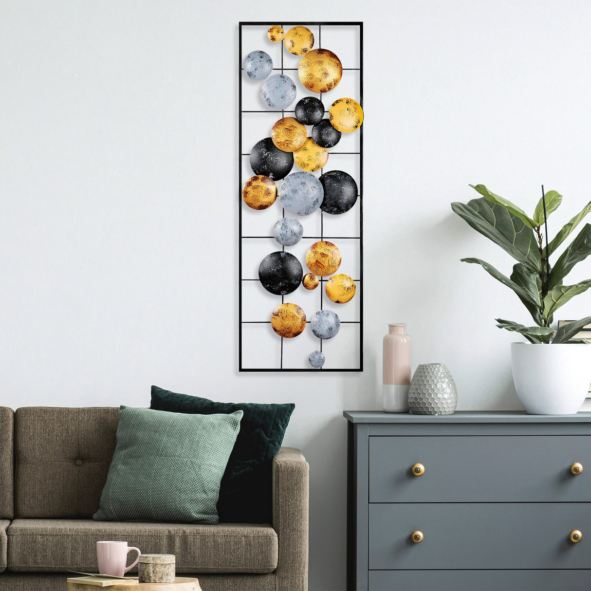 Decorațiune de perete din metal Camber - 7, Multicolor, 32x4x90 cm