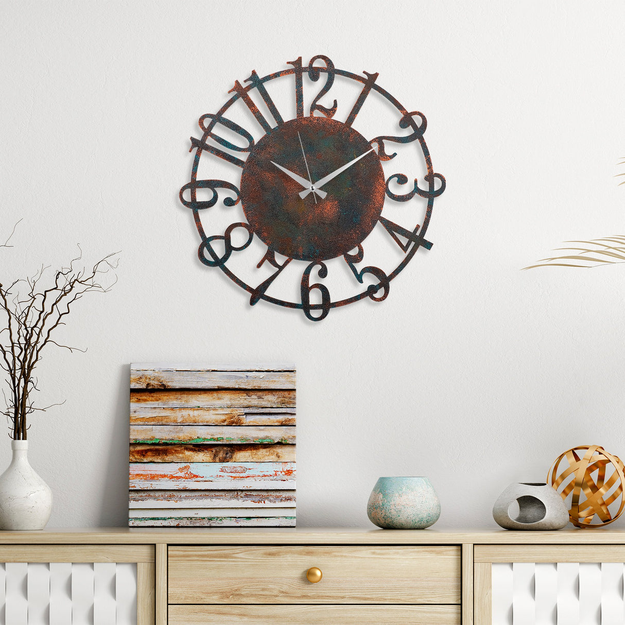 Ceas de perete Metal Wall Clock 15 - 3, Multicolor, Ø48 cm