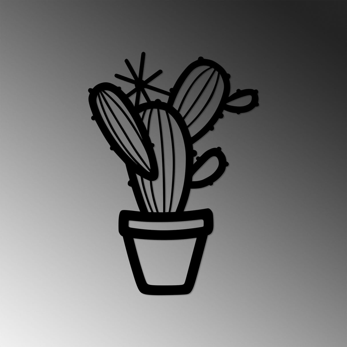Decoratiune de perete Metal Cactus - 464, Negru, 70x1x49 cm
