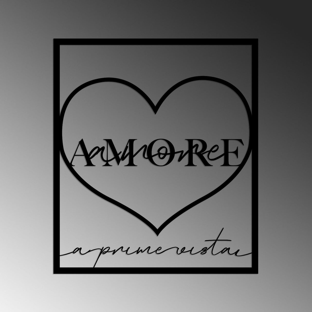 Decoratiune de perete Metal Amore Prima Vista 2, Negru, 49x56 cm