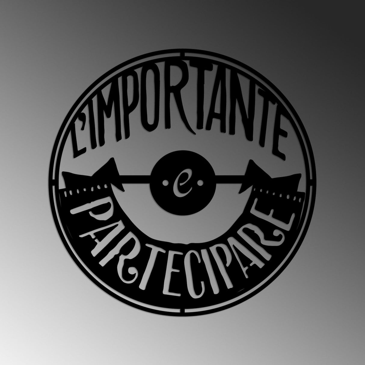 Decoratiune de perete Metal Limportante Partecipare 1, Negru, 56x56 cm