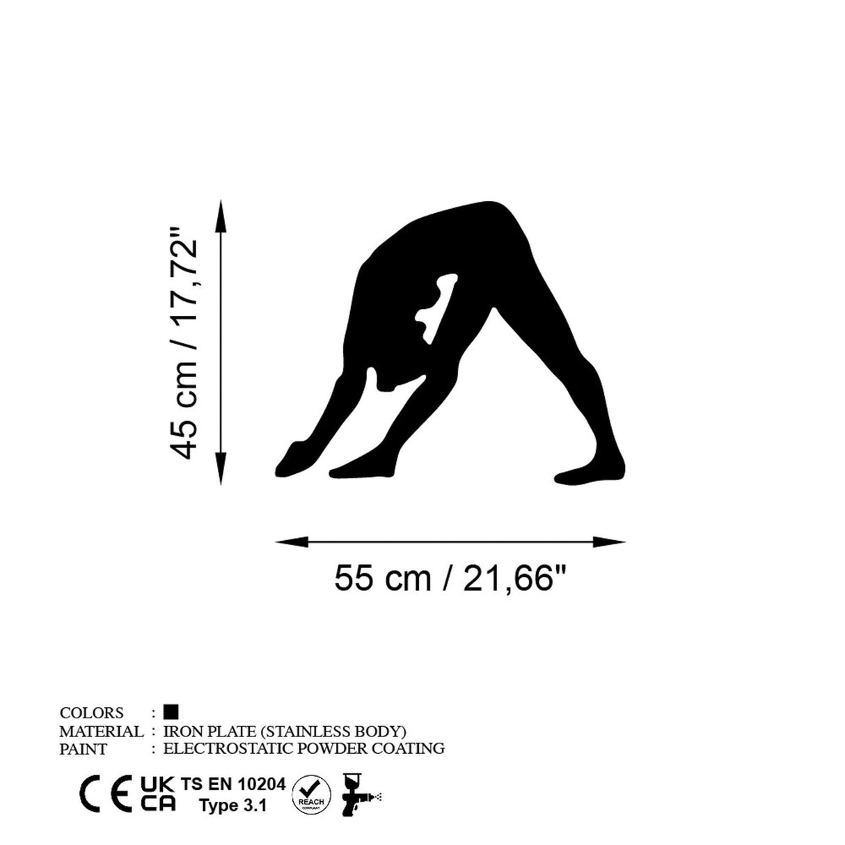 Decoratiune de perete Metal Yoga 14, Negru, 55x45 cm