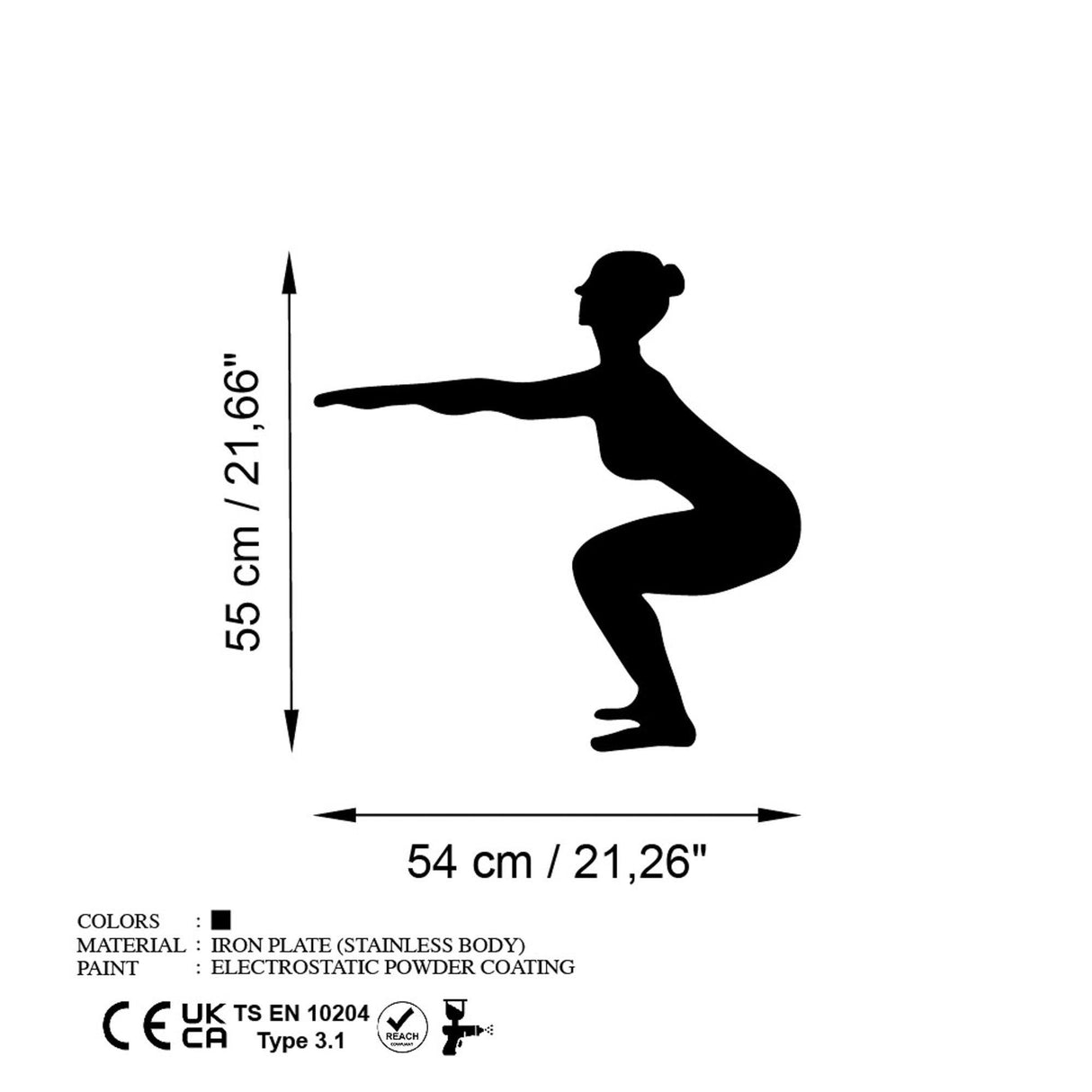 Decoratiune de perete Metal Yoga 27, Negru, 54x55 cm