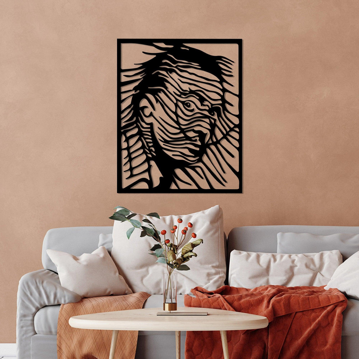 Decoratiune de perete Metal Dali, Negru, 45x56 cm
