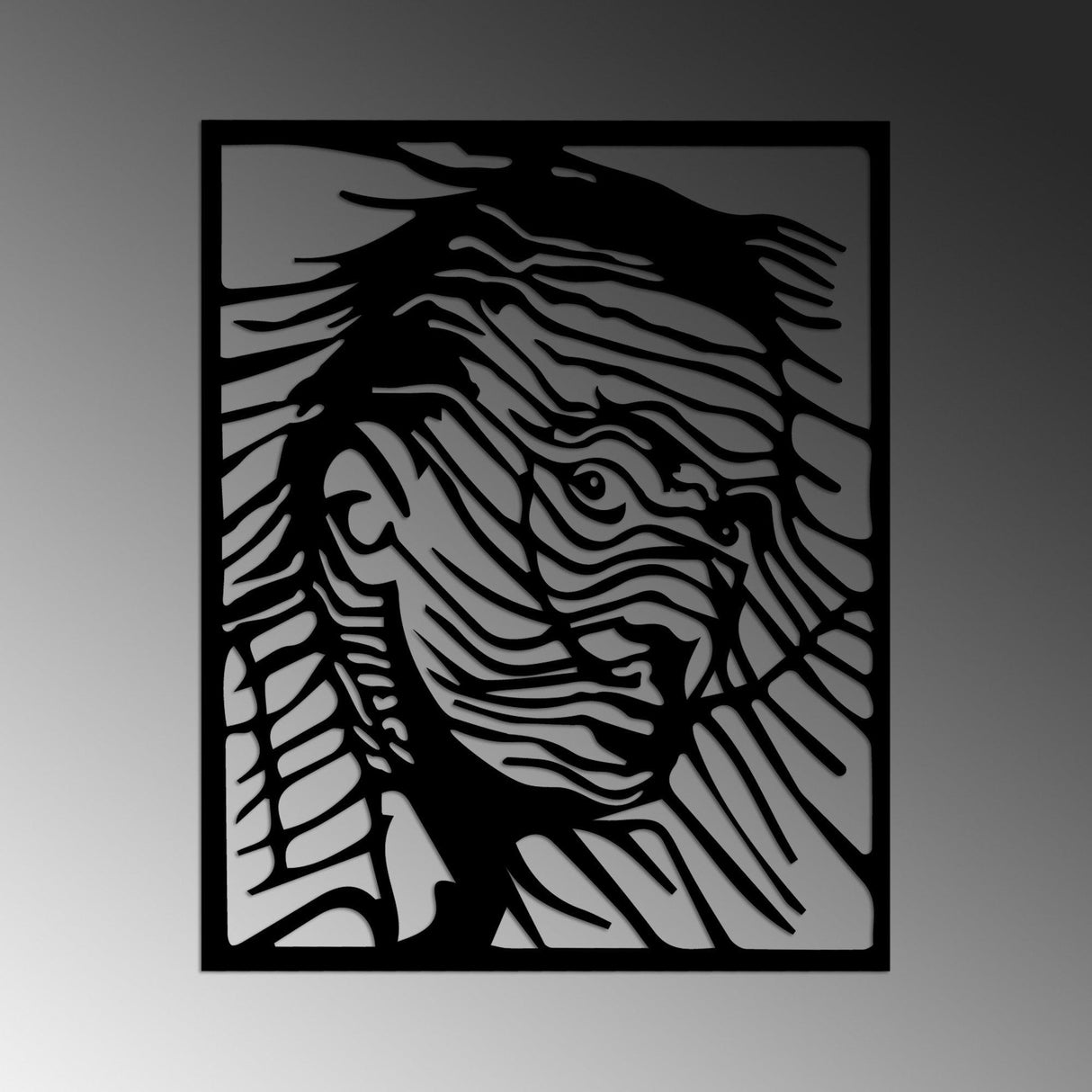 Decoratiune de perete Metal Dali, Negru, 45x56 cm