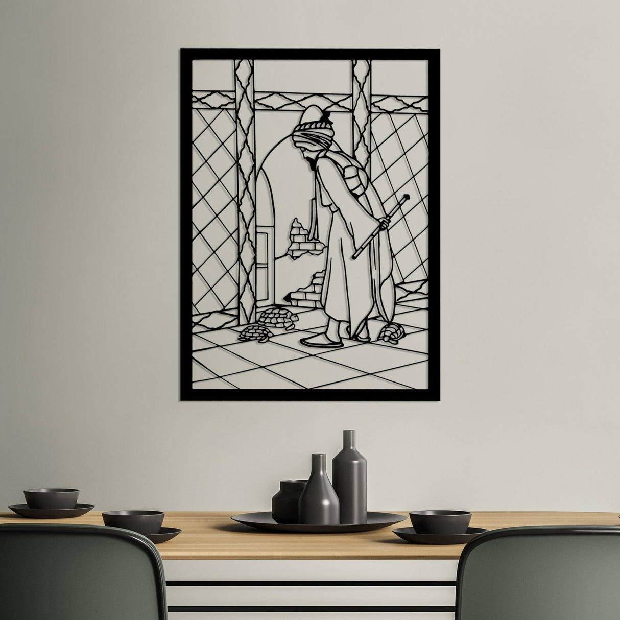Decoratiune de perete Metal Osmanhamdı, Negru, 41x56 cm