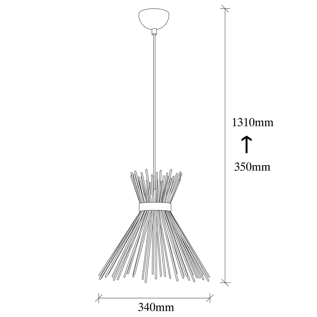 Lustră Kirpi - 3082, Auriu - Negru, Ø34x131 cm