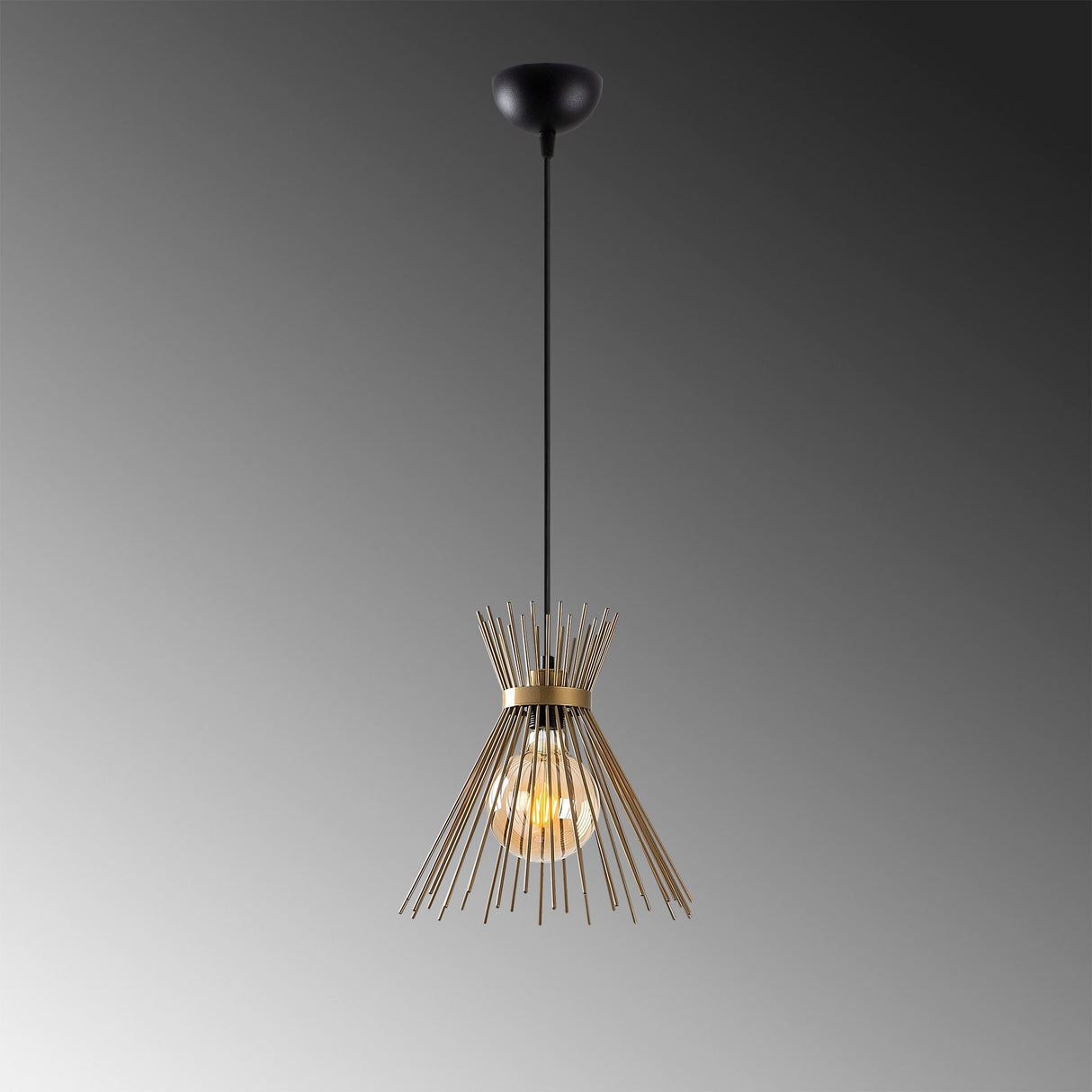 Lustră Kirpi - 3082, Auriu - Negru, Ø34x131 cm