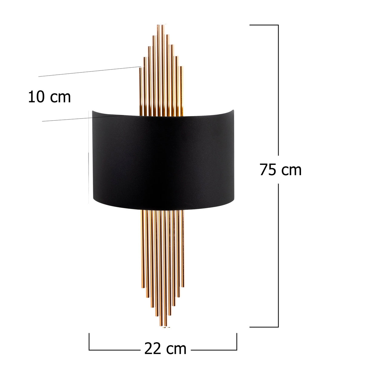 Aplică de perete 617 - A, Negru - Copper, 35x10x22 cm