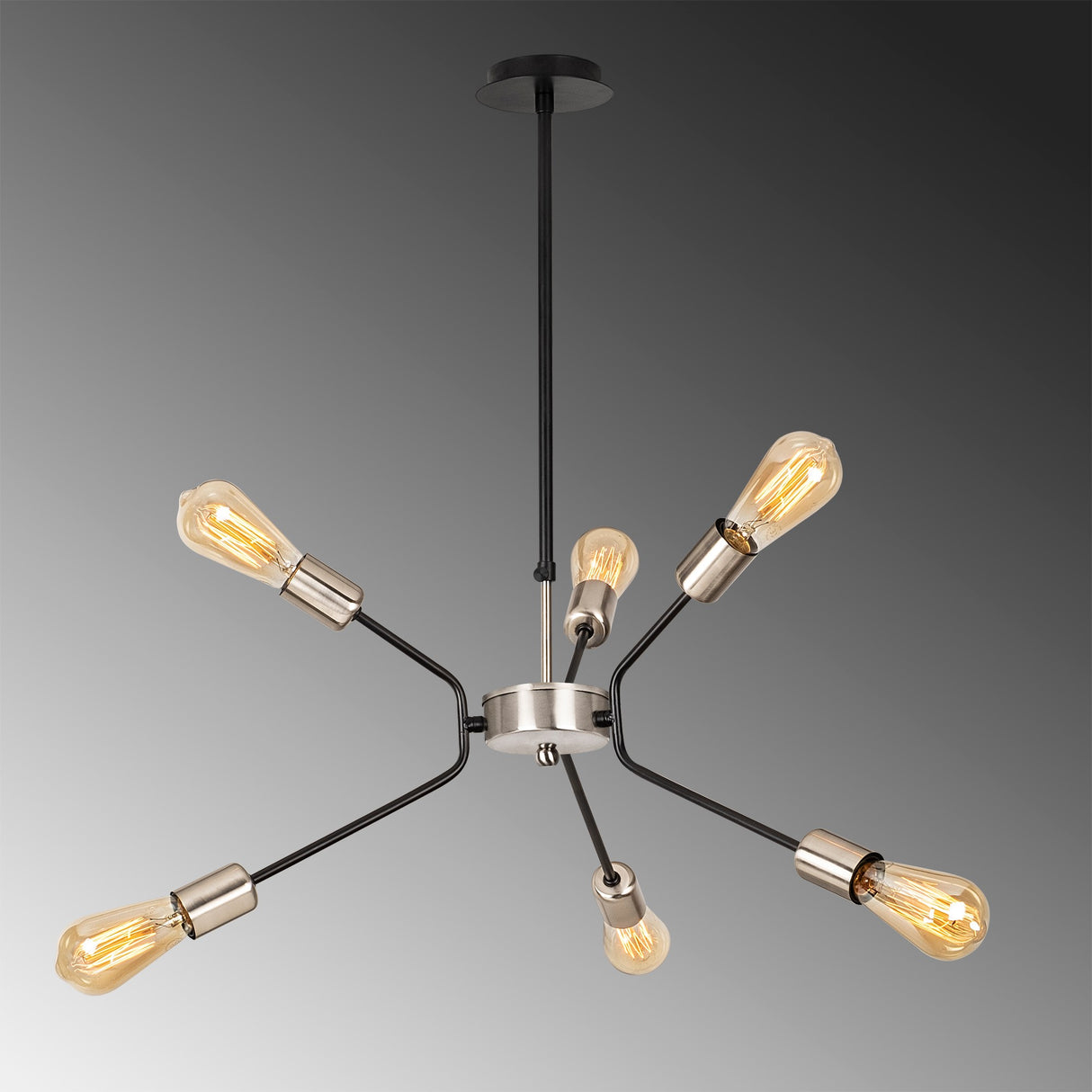 Lustră Ve - 3841, Negru - Nickel, Ø60x80 cm