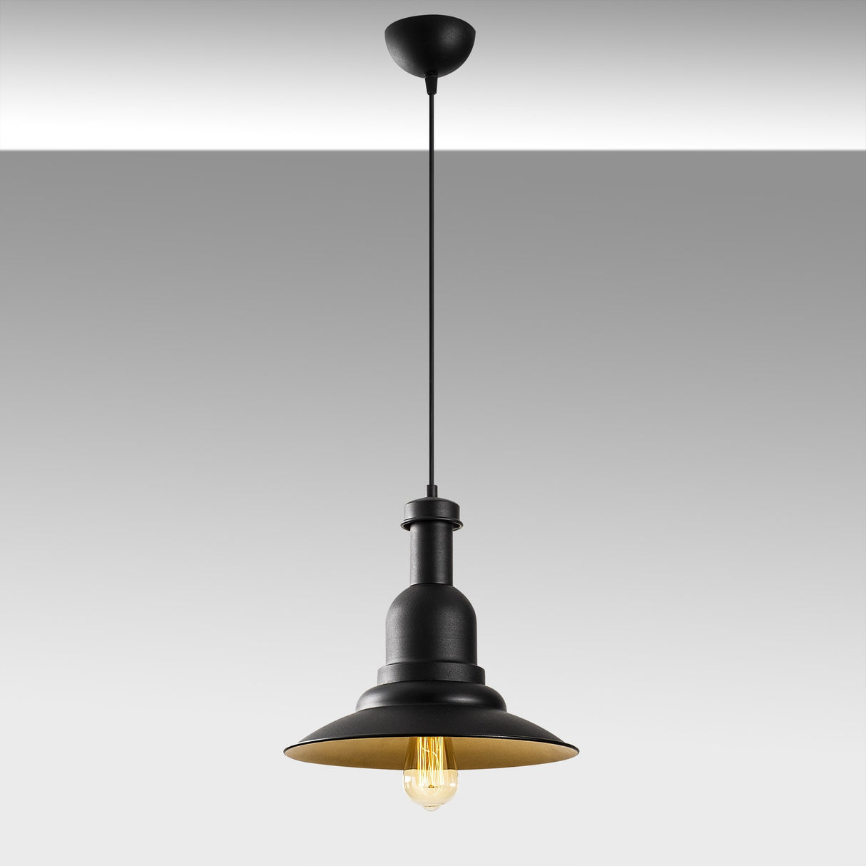 Lustră Sağlam - 3713, Negru - Auriu, Ø33x126 cm