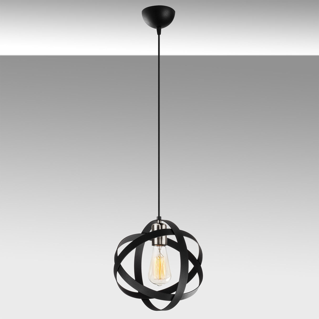 Lustră Gezegen - 6121, Negru - Nickel, Ø25x121 cm