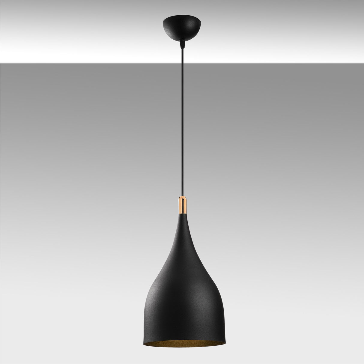 Lustră Sağlam - 3770, Negru - Auriu, Ø25x137 cm