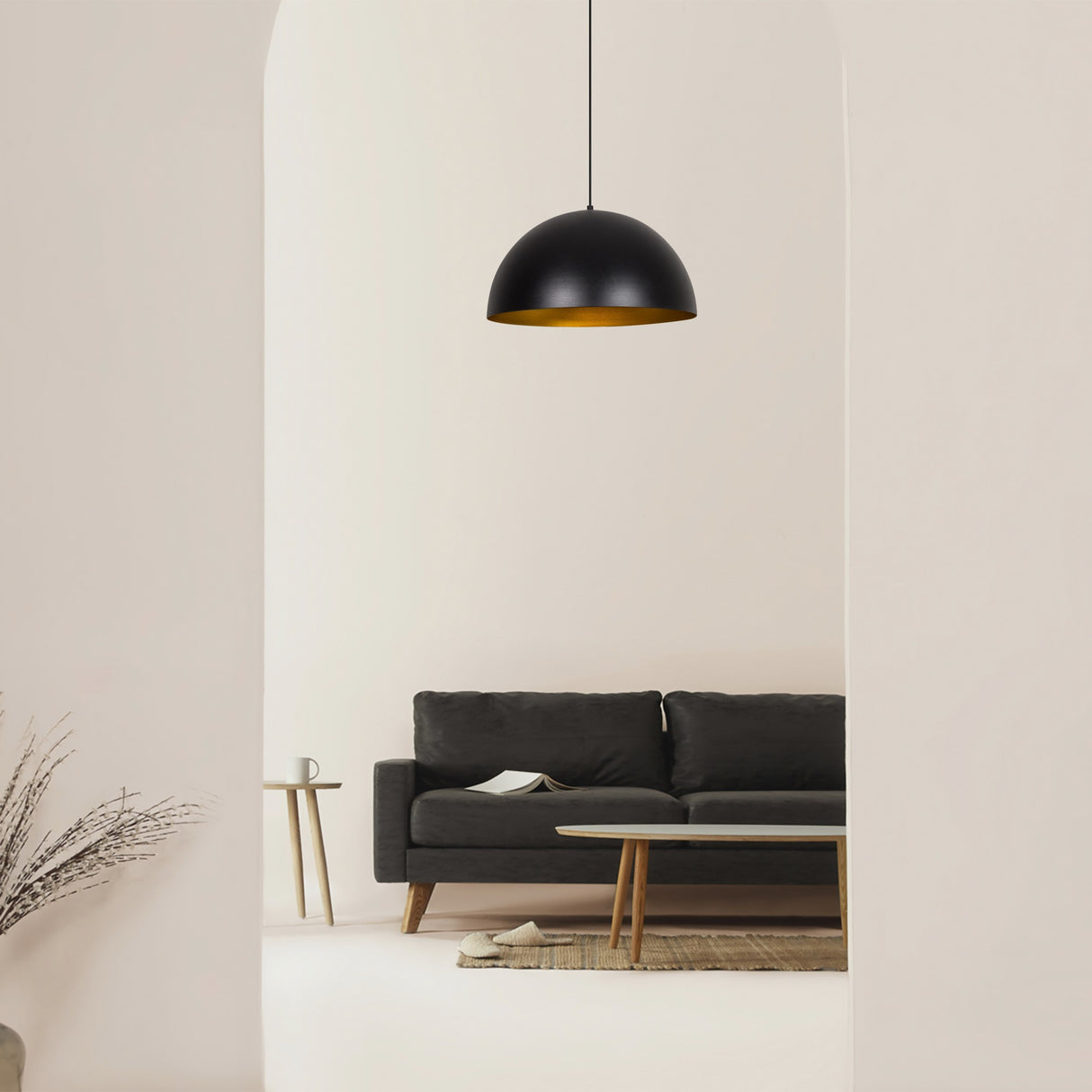Lustră Sivani - MR - 723, Negru - Auriu, Ø50x121 cm