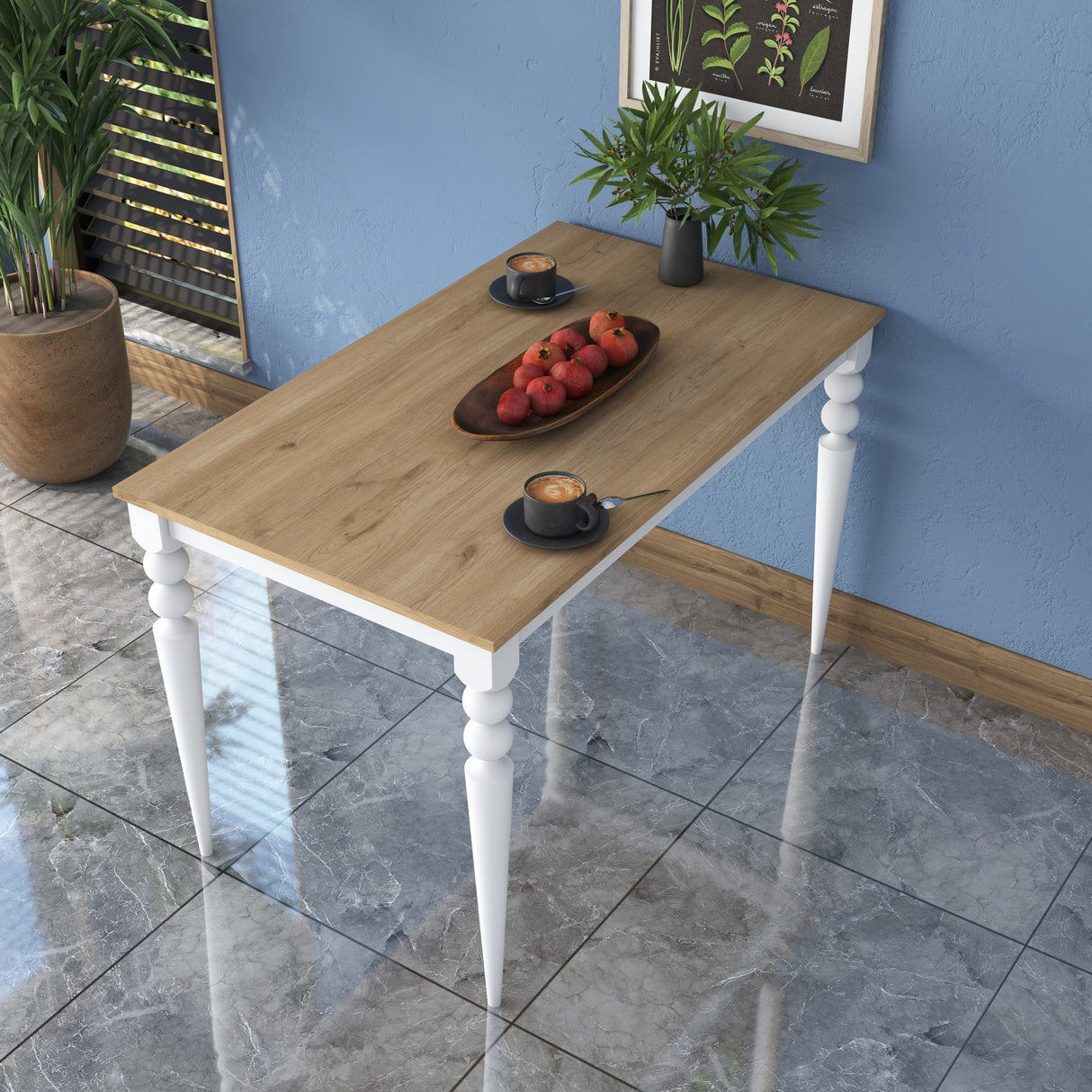 Masă dining JA104 - 2598, Nuc - Alb, 120x70x74 cm