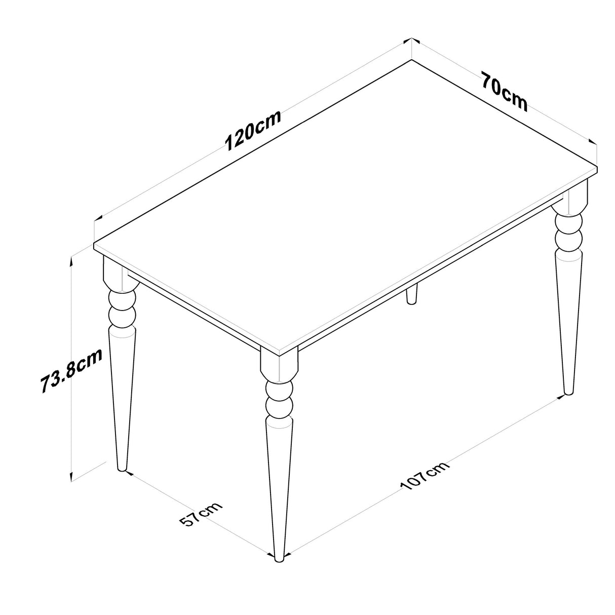 Masă dining JA104 - 2598, Nuc - Alb, 120x70x74 cm